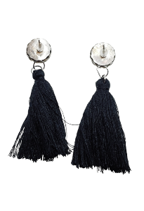 BOUCLES D'OREILLES POMPON NOIR