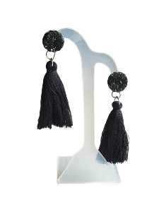 BOUCLES D'OREILLES POMPON NOIR