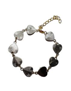BRACELET COEURS NOIRS ET FEUILLES D'OR