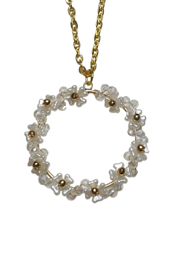 COLLIER CERCLE ET FLEURS