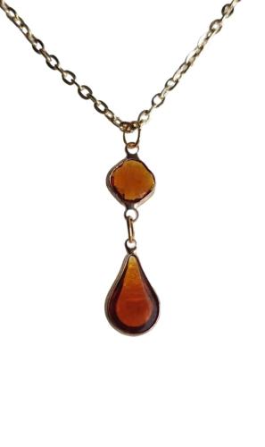 COLLIER LOSANGE ET GOUTTE AMBRE