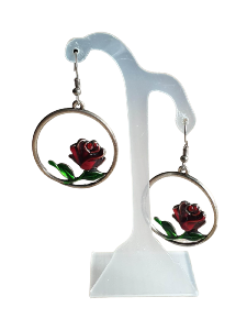 BOUCLES D'OREILLES CERCLE ET ROSE