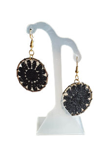 BOUCLES D'OREILLES CROCHET FLEUR NOIR