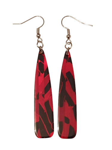 BOUCLES D'OREILLES  MOSAIQUES ROUGE ET NOIRE