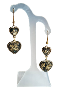 BOUCLES D'OREILLES COEUR ET FEUILLES D'OR