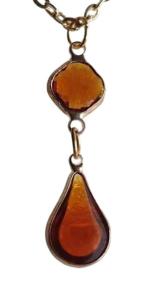 COLLIER LOSANGE ET GOUTTE AMBRE