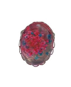 BAGUE FLEURS SECHEES ROSE ET BLEUE