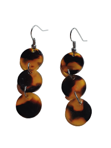 BOUCLES D'OREILLES MARBRE NOIR ET MARRON