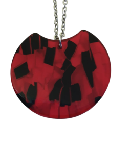 COLLIER ROND MOSAIQUES ROUGE ET NOIRE