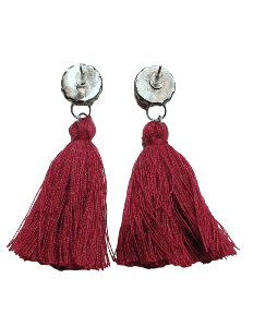 BOUCLES D'OREILLES POMPON ROUGE BORDEAUX