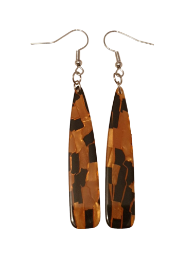 BOUCLES D'OREILLES  MOSAIQUES MARRON ET NOIRE