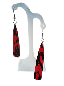 BOUCLES D'OREILLES  MOSAIQUES ROUGE ET NOIRE