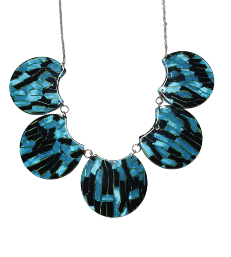 COLLIER MOSAIQUES BLEU ET NOIRE