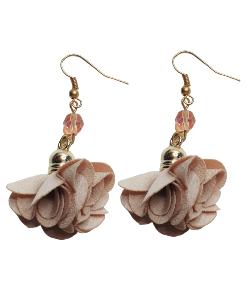 BOUCLES D'OREILLES POMPON BEIGE