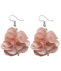 BOUCLES D'OREILLES POMPON FLEUR ROSE