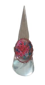 BAGUE FLEURS SECHEES ROSE ET BLEUE