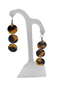 BOUCLES D'OREILLES MARBRE NOIR ET MARRON