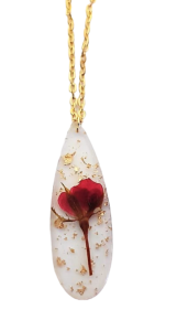 COLLIER ROSE ET FEUILLES D'OR