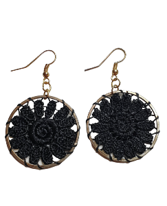 BOUCLES D'OREILLES CROCHET FLEUR NOIR