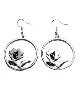 BOUCLES D'OREILLES CERCLE ET ROSE