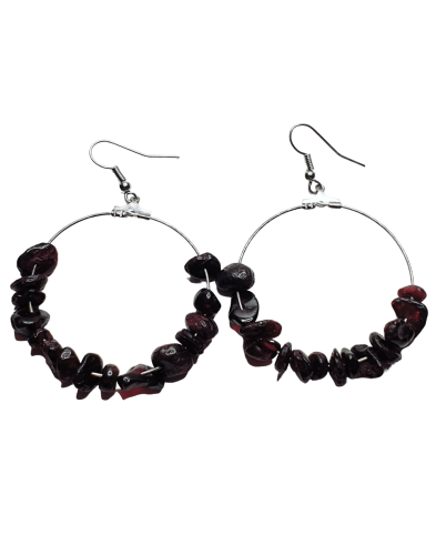 BOUCLES D'OREILLES CREOLES GRENAT