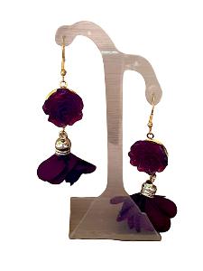 BOUCLES D'OREILLES ROSE ET POMPON