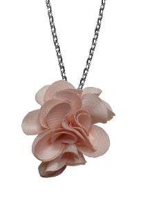 COLLIER POMPON FLEUR ROSE